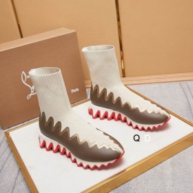 Christian Louboutin tenisice Sharky Čarapa Iz Pletenje mreže Bijele i Smeđe boje
