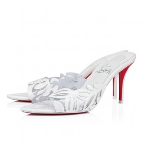 Christian Louboutin Apostropha Mule Petunia 80 Mm Мюли Od PVC-a I Lakirane Bijele boje