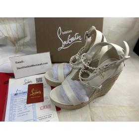 Christian Louboutin Trnje Chocazeppa Espadrilles na Танкетке 120 mm, Bijele Boje