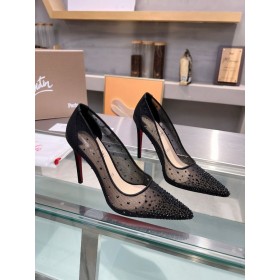 Cipele-brod Christian Louboutin Glupostima iz Rhinestones 105 mm, Divokoza od teleće kože i Rhinestones Crne boje
