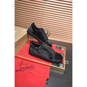 Christian Louboutin tenisice Louis Junior Orlato Velvet River Crystals Crne boje