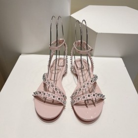 Christian Louboutin cipele s remenčićem oko gležnja Mafaldina Na ravne cipele Od Lakirane kože Ružičaste Boje