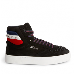 Visoke tenisice Christian Louboutin Top Rui sa šiljcima, Parhet Crne Cipele CL