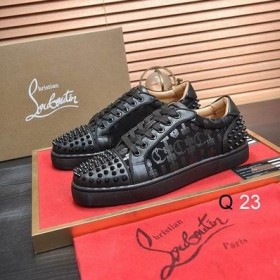 Christian Louboutin tenisice Vieira 2 CL od teleće kože s monogramom i velur Veau Crne boje