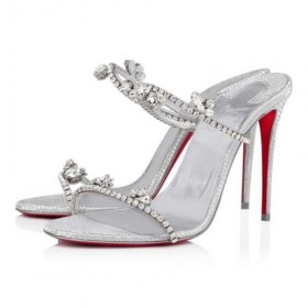 Japanke Christian Louboutin Just Queen 100 mm Srebrna/cry/lin Srebrna PVC