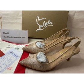 Cipele-brod Christian Louboutin Glupostima iz Rhinestones 70 mm u lako Svile сеточке