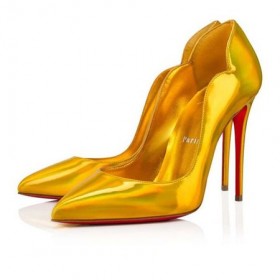 Cipele-brod Christian Louboutin Hot Chick 100 mm Žute boje /Patent lin Yellow