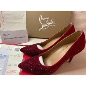 Cipele-brod Christian Louboutin Kate Strass 100 mm, Crno/crvena Rhinestones