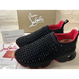Christian Louboutin Runner Čarapa Sa Šiljcima Crna / Tenisice Od Neoprena s crnim Tepih