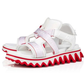 Ljetne Sandale od Poliestera u ravnim cipelama Christian Louboutin Loubishark Bijele Boje