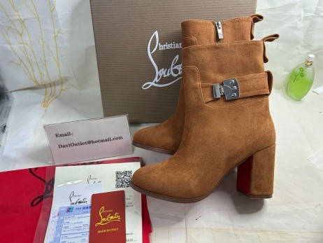 Christian Louboutin Booty Lås 70 Mm Låga Stövlar Veau Velours Lionne