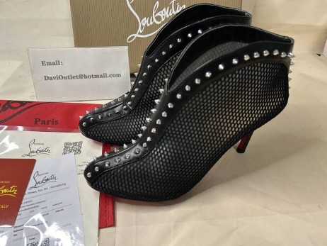 Christian Louboutin Bourriche Mesh Spike Läder Vrist Tossor CL Skor