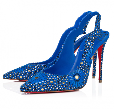Christian Louboutin Hot Chick Sling Moucharastrass Pumpar 70mm Kalv Läder Electric Blue