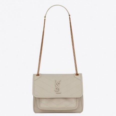 Saint Laurent Baby Niki Väska Vita Lammskinn Saint Laurent Väskor