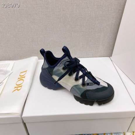 Dior D-anslut Sneakers Tekniska Tyg Svart Blå