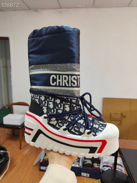 Dior Snö Ankelboots Djupt Blå Sneda Glänsande Nylon