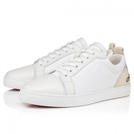 Christian Louboutin Kul Louis Junior Sneakers Kalv Läder Och Olona Canva Vit
