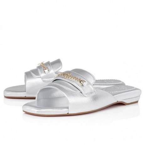Christian Louboutin Fröken Mj Mula Mula Skimrande Nappa Läder Silver CL Skor