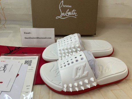 Christian Louboutin Ta Det lugnt Mulor Gummi CL Vit Skor Butik