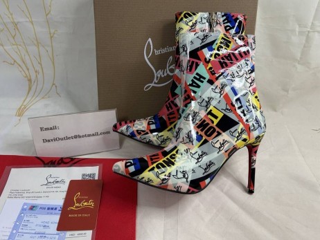 Christian Louboutin Loubiballage Boots 100mm Patent Läder Flerfärgad