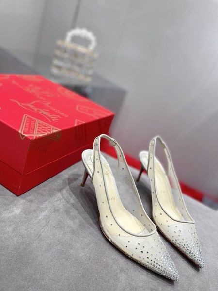 Christian Louboutin Pumpar Dårskaper Strass 70mm Nätstrumpor Vit Christian Louboutin Skor