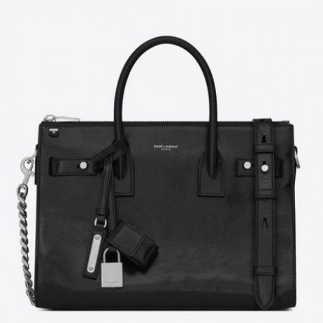 Saint Laurent Baby Sac De Jour Souple Duffle Bag Svart Läder Moroder