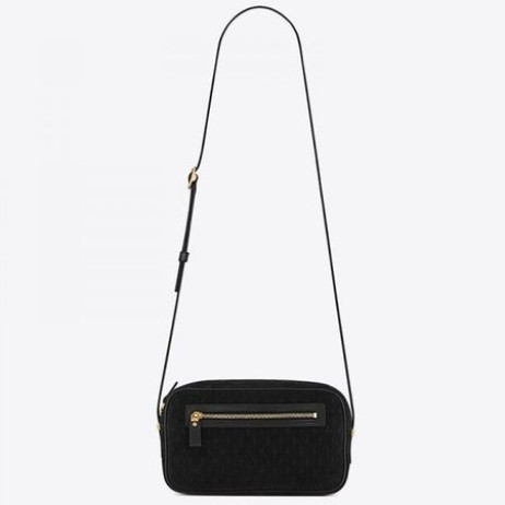 Saint Laurent Monogram Över Kameraväska Svart Mocka