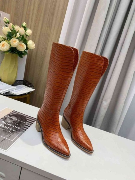 Jimmy Choo Knäet Boot 50mm Präglat Läder Brun