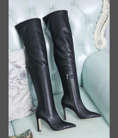 Jimmy Choo Knäet Boot 85mm Kalv Läder Svart