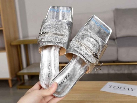 Jimmy Choo Bilder Kalv Läder Blixtlås Väska Silver