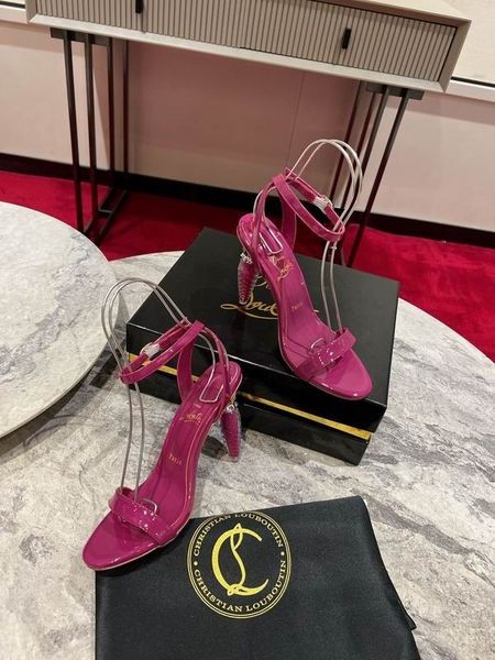 Christian Louboutin Lipgloss Drottning Sandaler 100mm Patent Läder Fuchsia