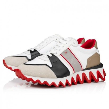 Christian Louboutin Nastroshark Sneakers Kvinnor Olona Canva Och Kalv Läder Vit
