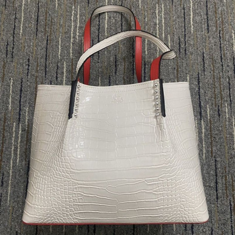 Christian Louboutin Cabarock Shopper Tote Krokodil Kalvskinn Vit Christian Louboutin Väskor