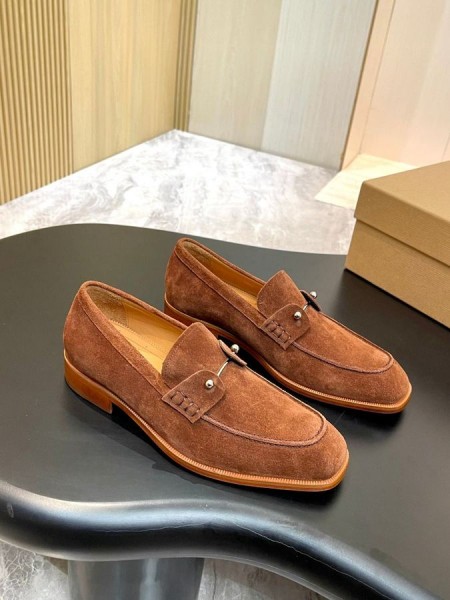 Christian Louboutin Chambelimoc Loafers I Mocka Kalv Läder Brun