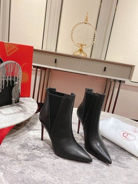Christian Louboutin Chelsea Boots 100mm Kalv Läder Svart