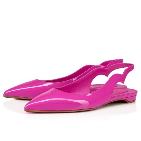Christian Louboutin Hot Chickita Sling Ballerinor Lägenheter Patent Läder Bolerose Rosa