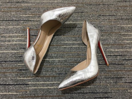 Christian Louboutin Iriza 100mm Pumpar Krokodil Relief Silver