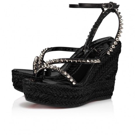 Christian Louboutin Malfadina Zeppa Sandaler 120mm Kalv Läder Svart