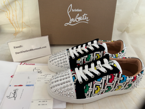 Christian Louboutin Seavaste 2 Platt Sneakers Cl Logotyp Kalv och Mocka Flerfärgad
