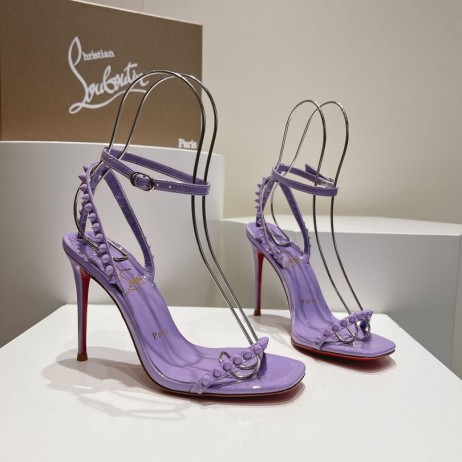 Christian Louboutin Så jag 100mm Sandaler Spikar CL Lila Skor