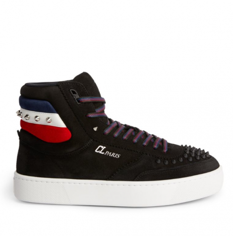 Christian Louboutin Toppen Rui Spikar High-top Sneakers Mocka Svart CL Skor