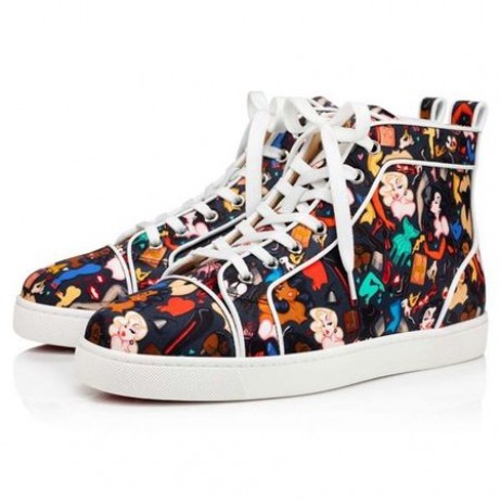 Christian Louboutin High-top Louis Orlato Black-multi/bianco Crepe Satin