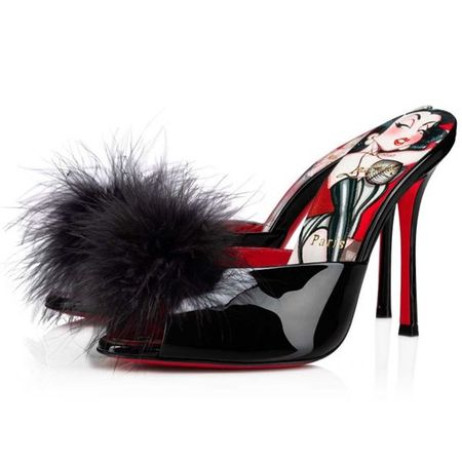 Christian Louboutin Mulor Pin-Upp till 100 mm Svart/lin Porpora-flera Patent