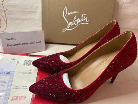 Christian Louboutin Pumpar Kate Strass 100 mm Svart/röd Strass