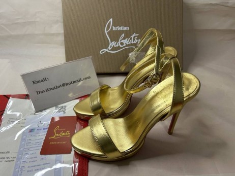 Christian Louboutin Sandaler Loubi Drottning 120 mm Bouton D Eller/lin Bouton D Eller Läder