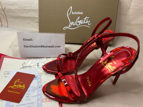 Christian Louboutin Sandaler Rosalie 100 mm Loubi/lin Psy Loubi Patent Kalv