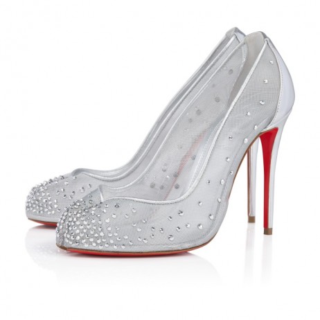 Christian Louboutin Bridiela Una Strass 100 Mm Pumps Strass Mesh And Laminated Calf Leather