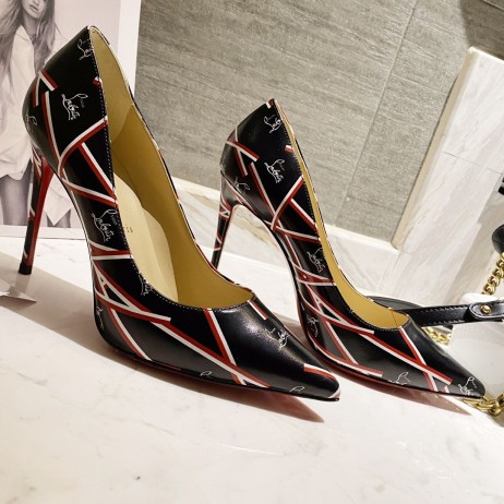 Christian Louboutin Kate Pumps 100mm Ribbon Print Leather Multi