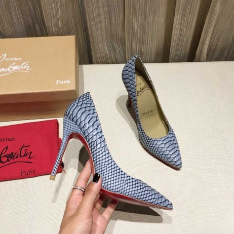 Christian Louboutin So Kate 120mm Pumps Python Leather Gray