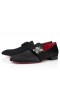 Christian Louboutin Maskros Röda Mattan Mocassins Crepe Satin Svart